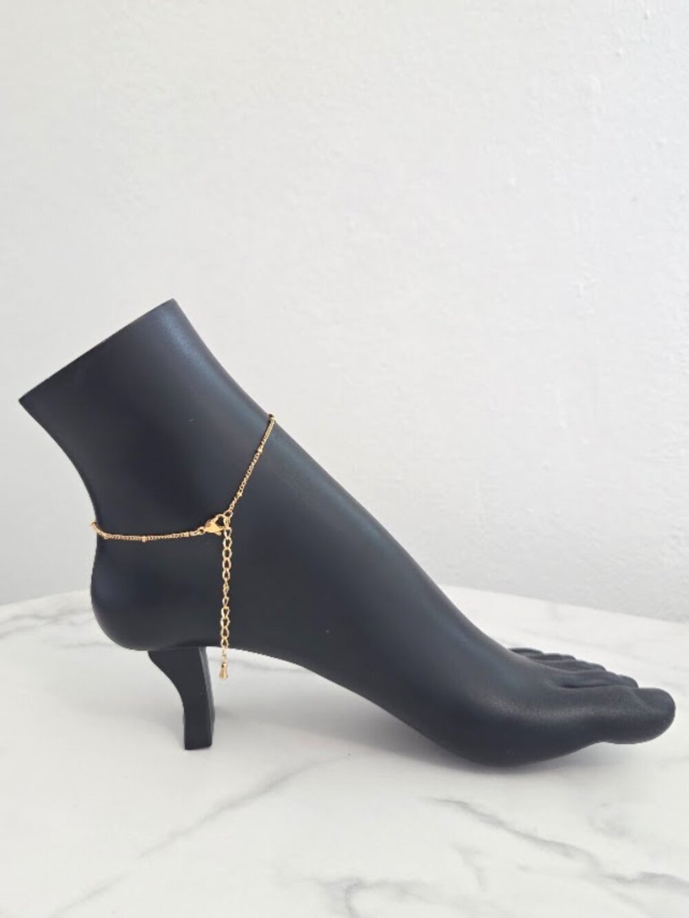 Gold Elephant Charm Anklet Dainty Minimalist Beaded Chain Jewelry - Picture 8 of 15